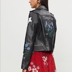 Maje dream tomorrow floral leather jacket